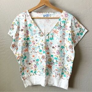 Vintage 80s Short Sleeve Tropical Print Shirt